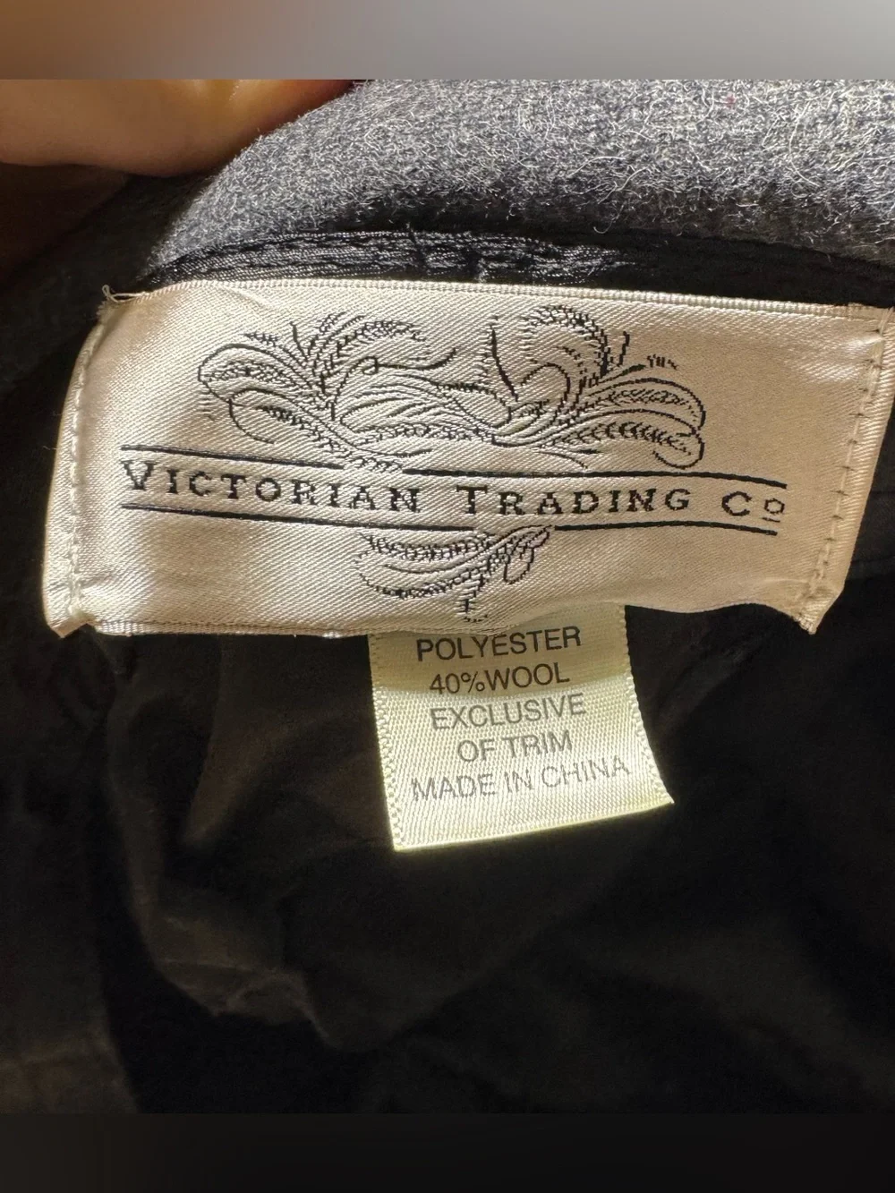 Victorian Trading Co Hat Womens OS Gray Wool Blend‎ Lined Bow Accent Fancy Cap